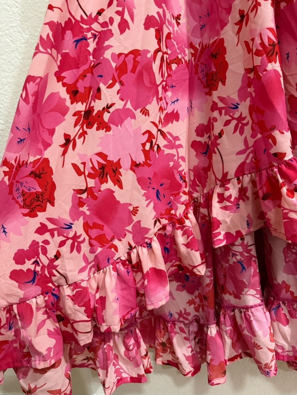 Boemo Anthropologie Boho Red Pink Floral Maxi Dress Extra Large - Picture 6 of 12
